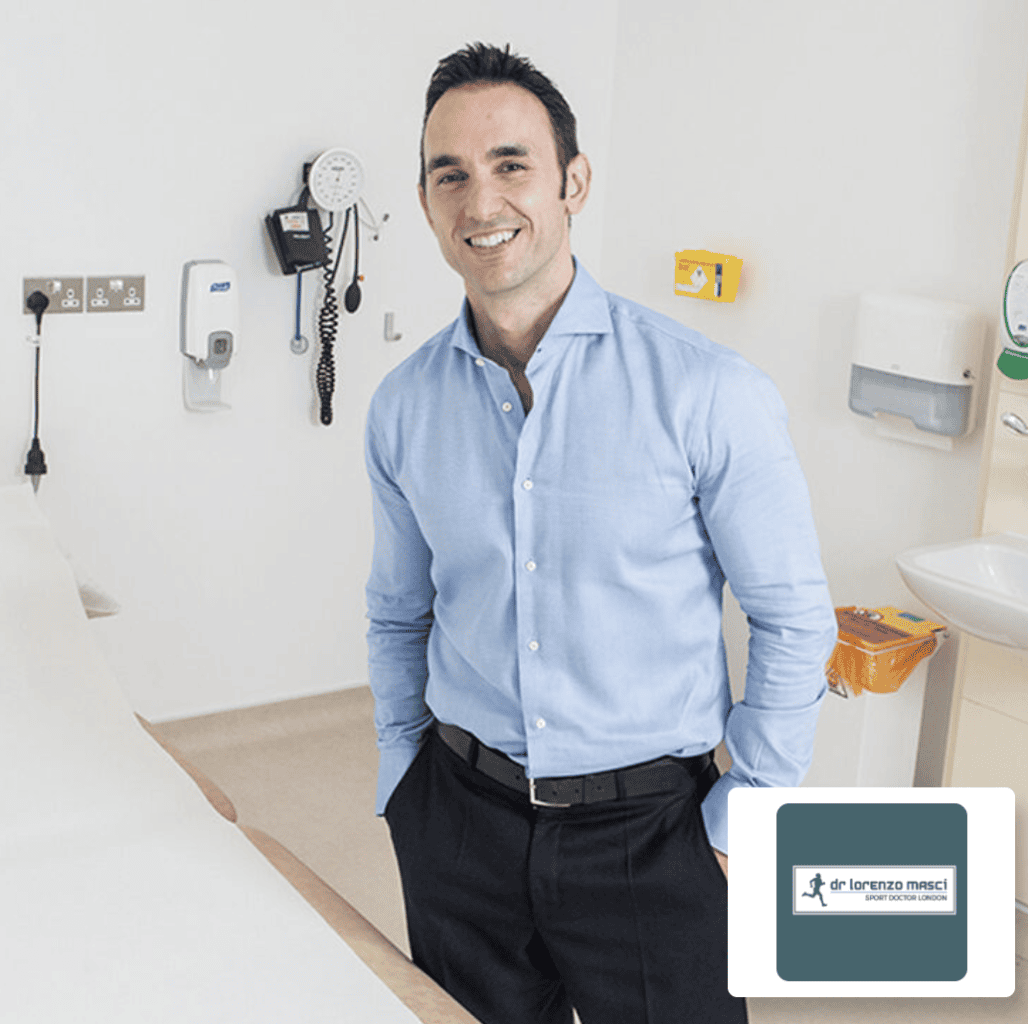 Dr Lorenzo Masci in a consultation room – Sport Doctor London case study