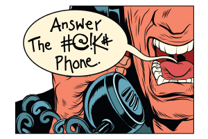 to bot or not - cartoon of man on the phone