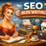 Cartoon of pin up girl writing blogs along side a carton of milk to reposent spiders and milk